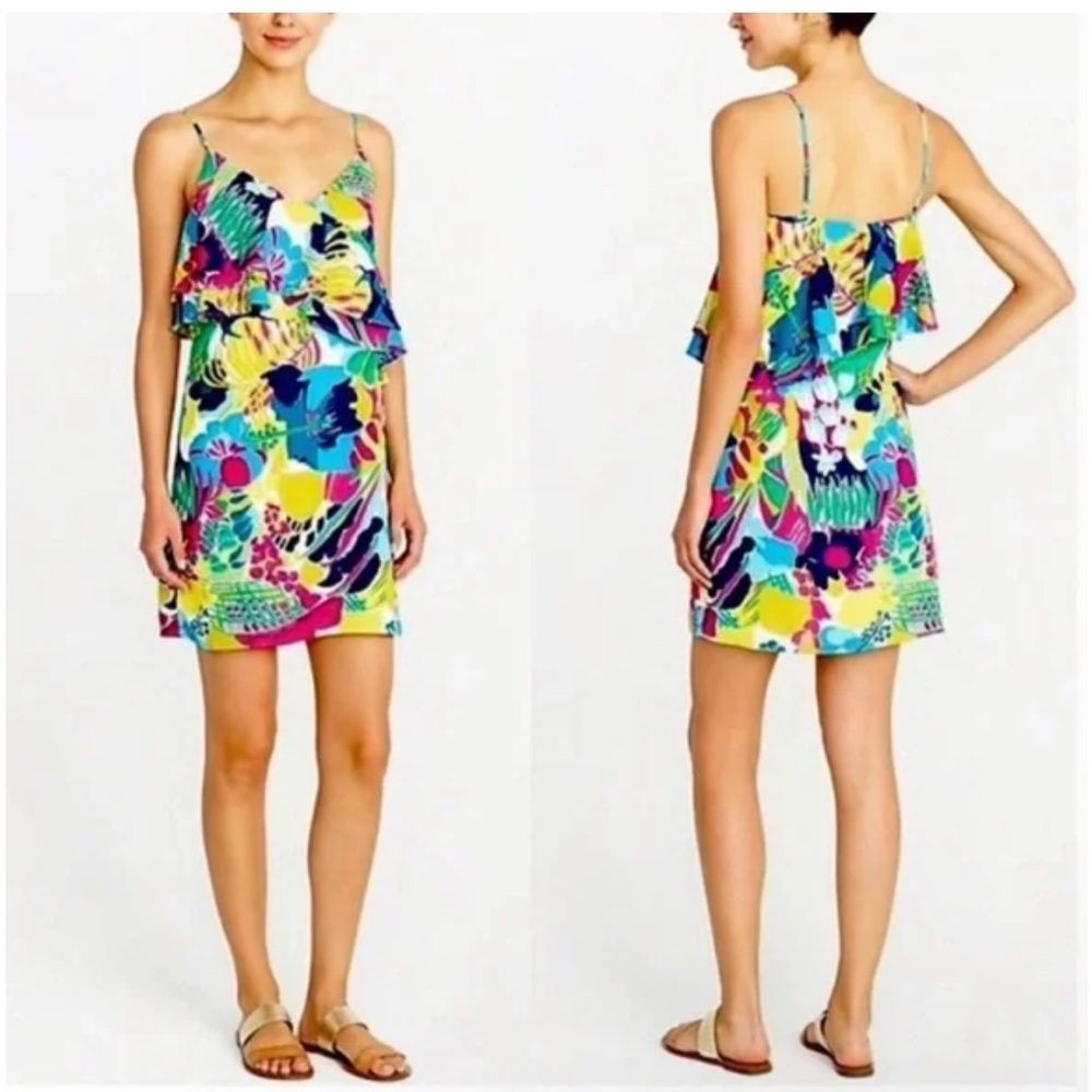 J.Crew Printed‎ Ruffle Front Cami Dress 10